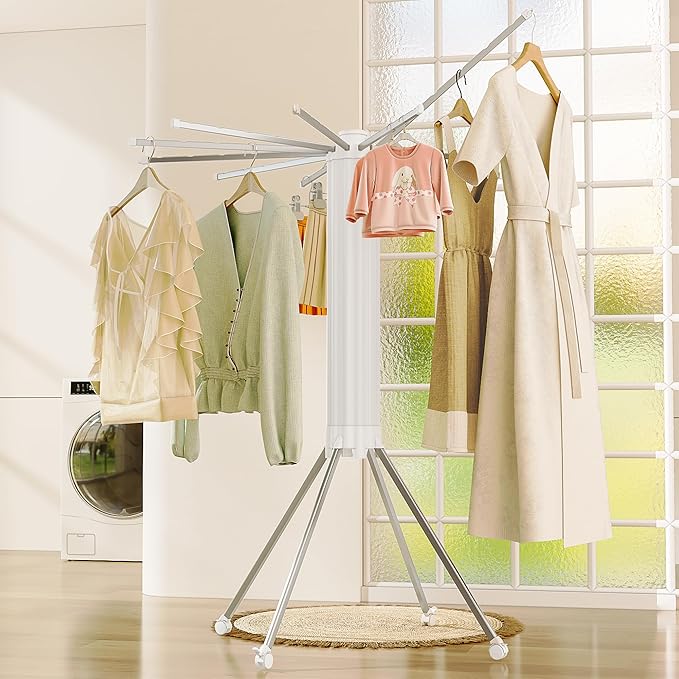 JOOM 4 Legs Double Layer Clothes Drying Rack, Garment Rack Portable and