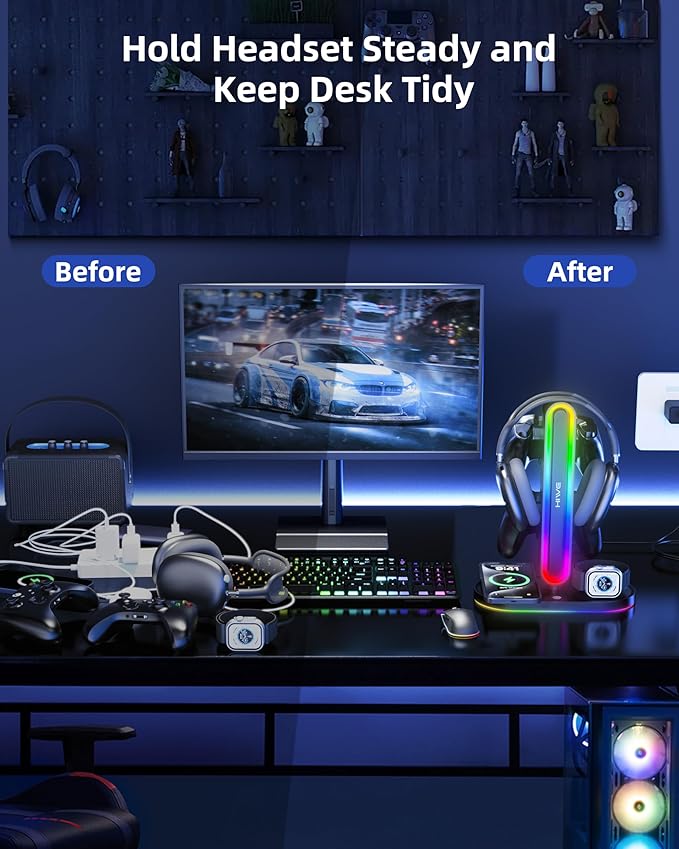 HiWe Universal RGB Gaming Headphone Stand
