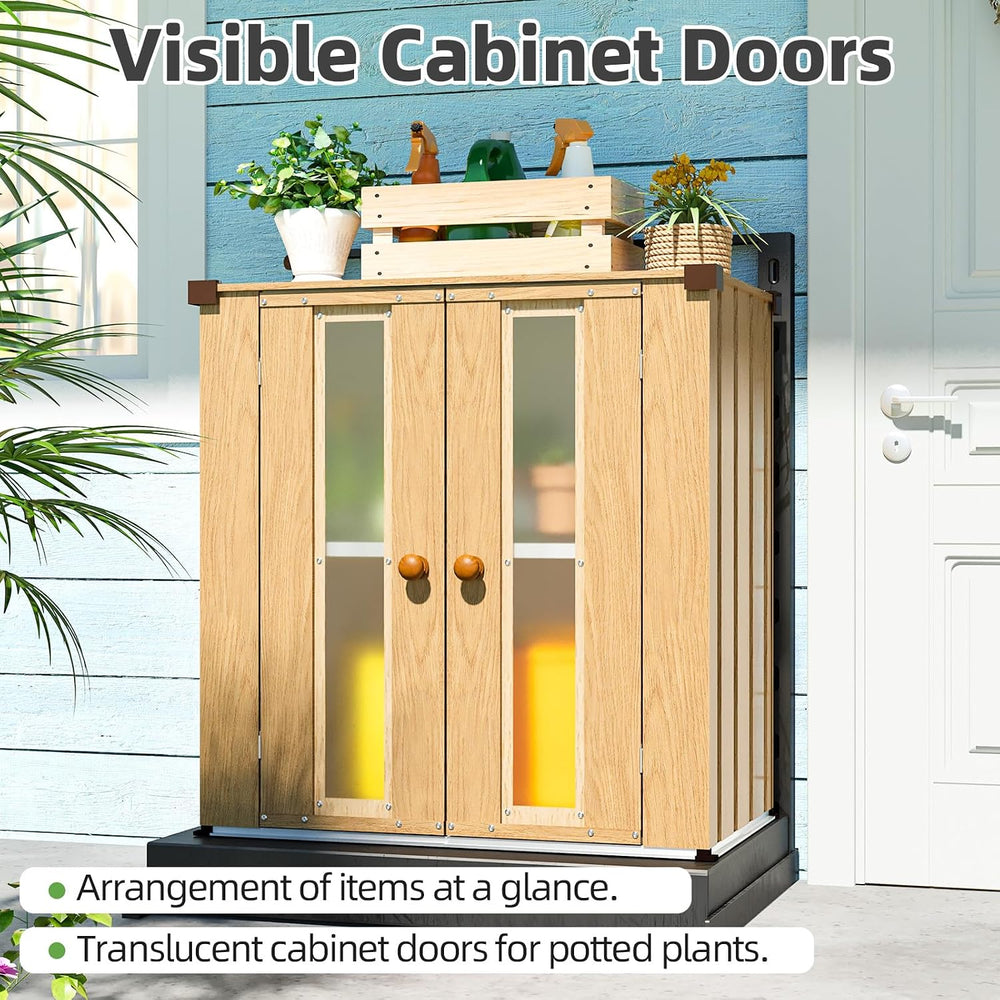 AECOJOY Outdoor Storage Cabinet Waterproof with Floor & Adjustable Shelves