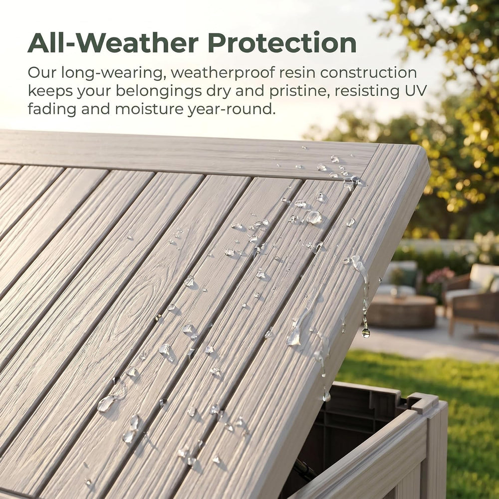 80 Gallon Deck Box, Waterproof Resin Outdoor Storage Box Lockable for Patio F...