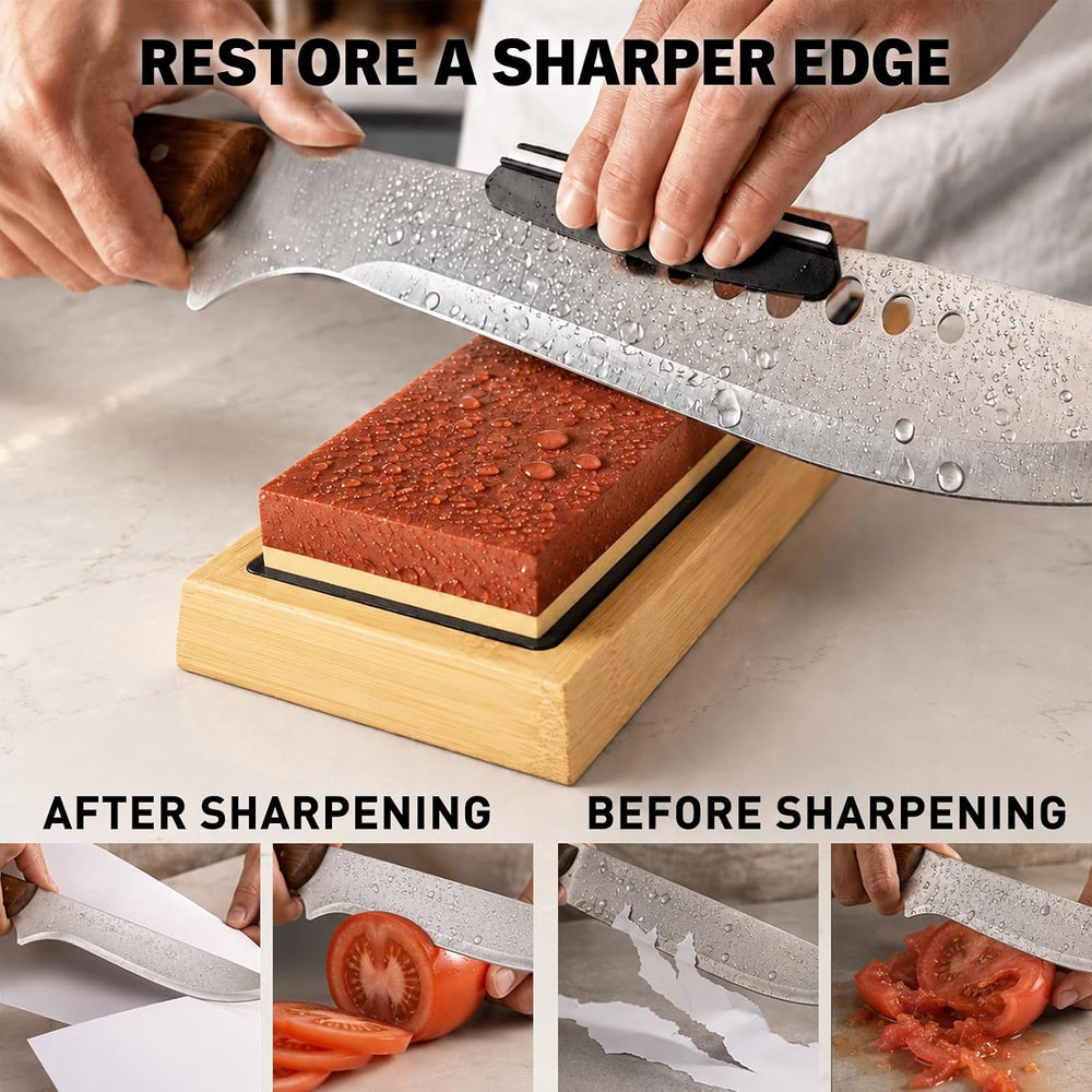 12-Piece Knife Sharpening Stone Set, Whetstone 4 Side 400/1000 3000/8000 Grit...