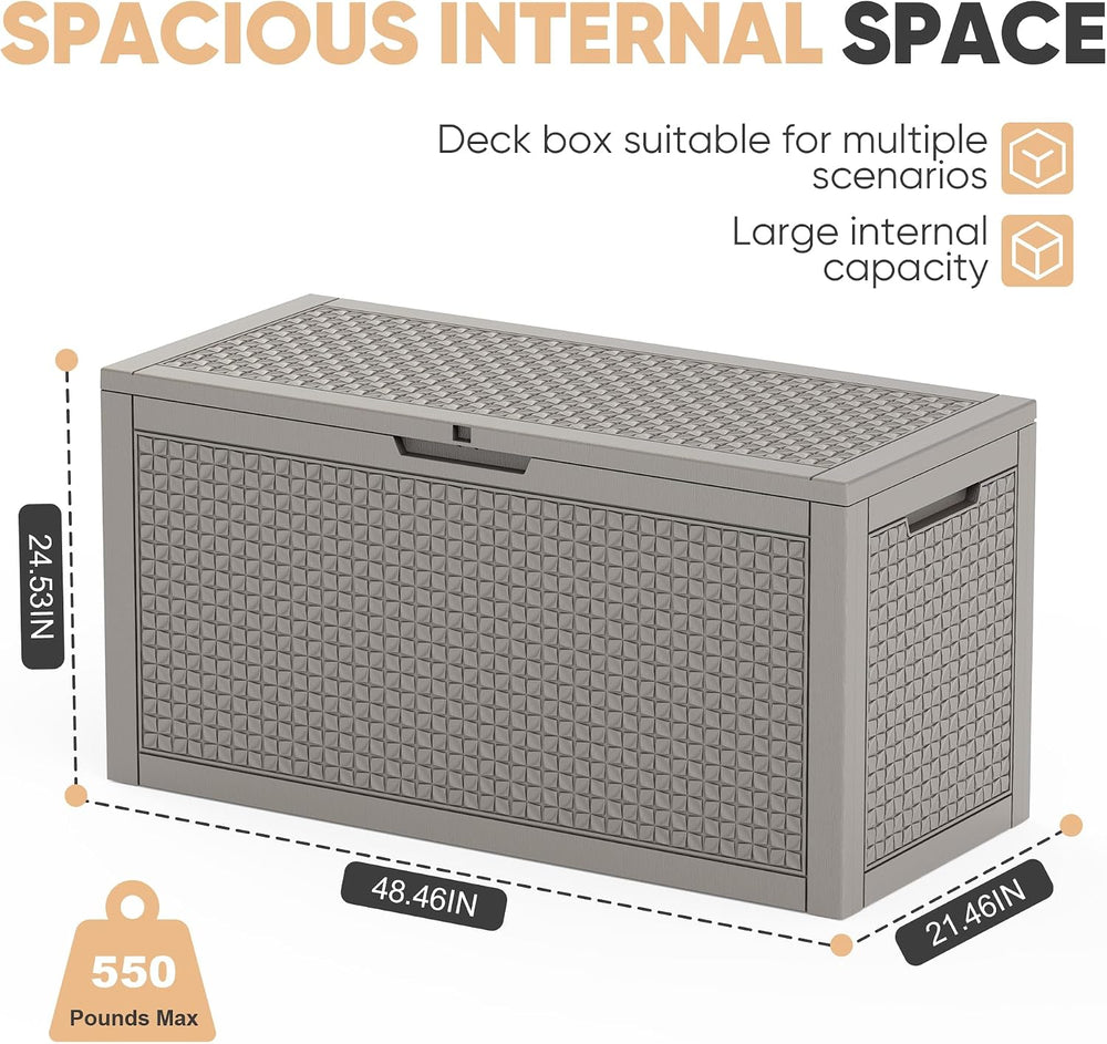 EasyUp 110 Gal Waterproof Outdoor Storage Box UV Resistant Deck Box