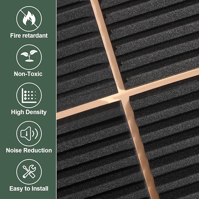 50 Pack Acoustic Foam Panels, Soundproof Wedges Panels