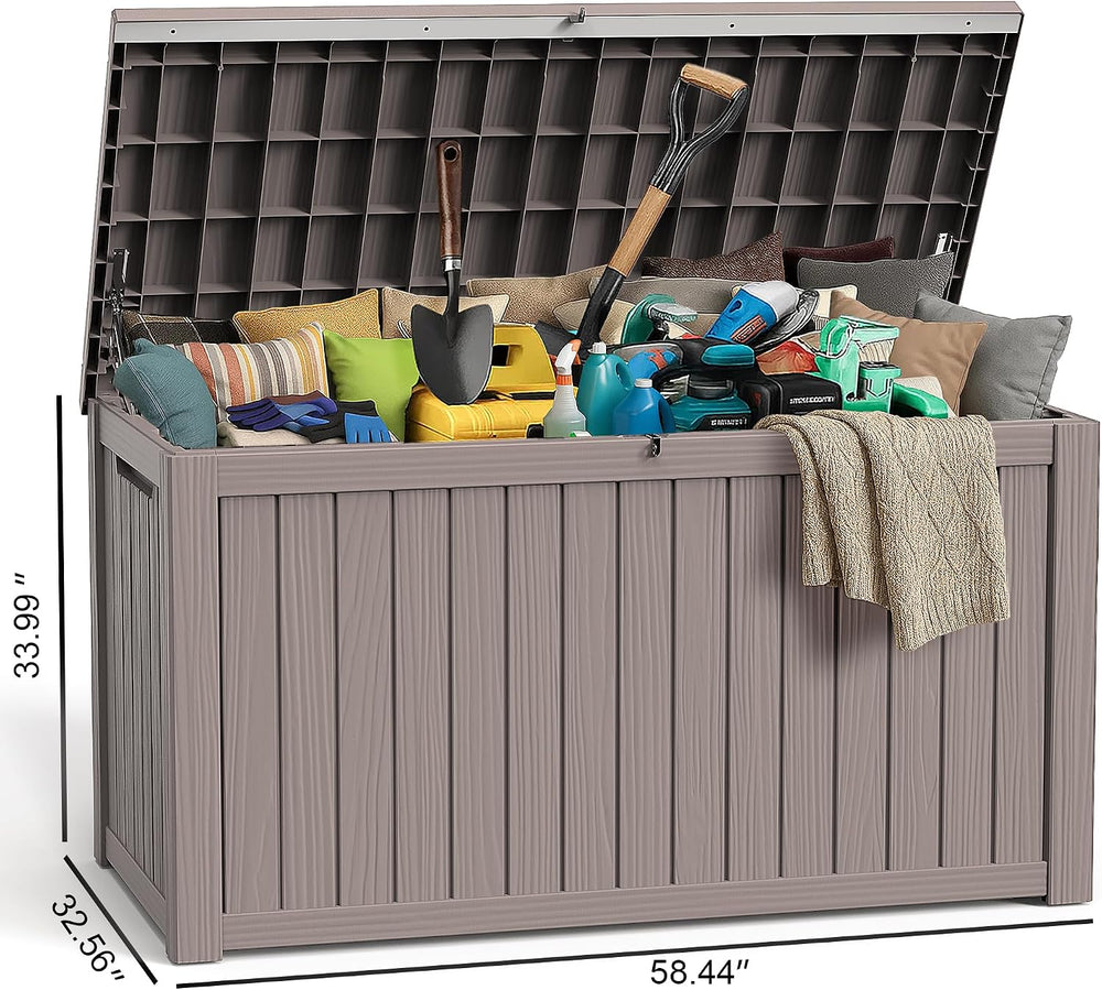 ROJIK Outdoor Storage Housing Deck Box - Waterproof Patio Furniture, Garden T...