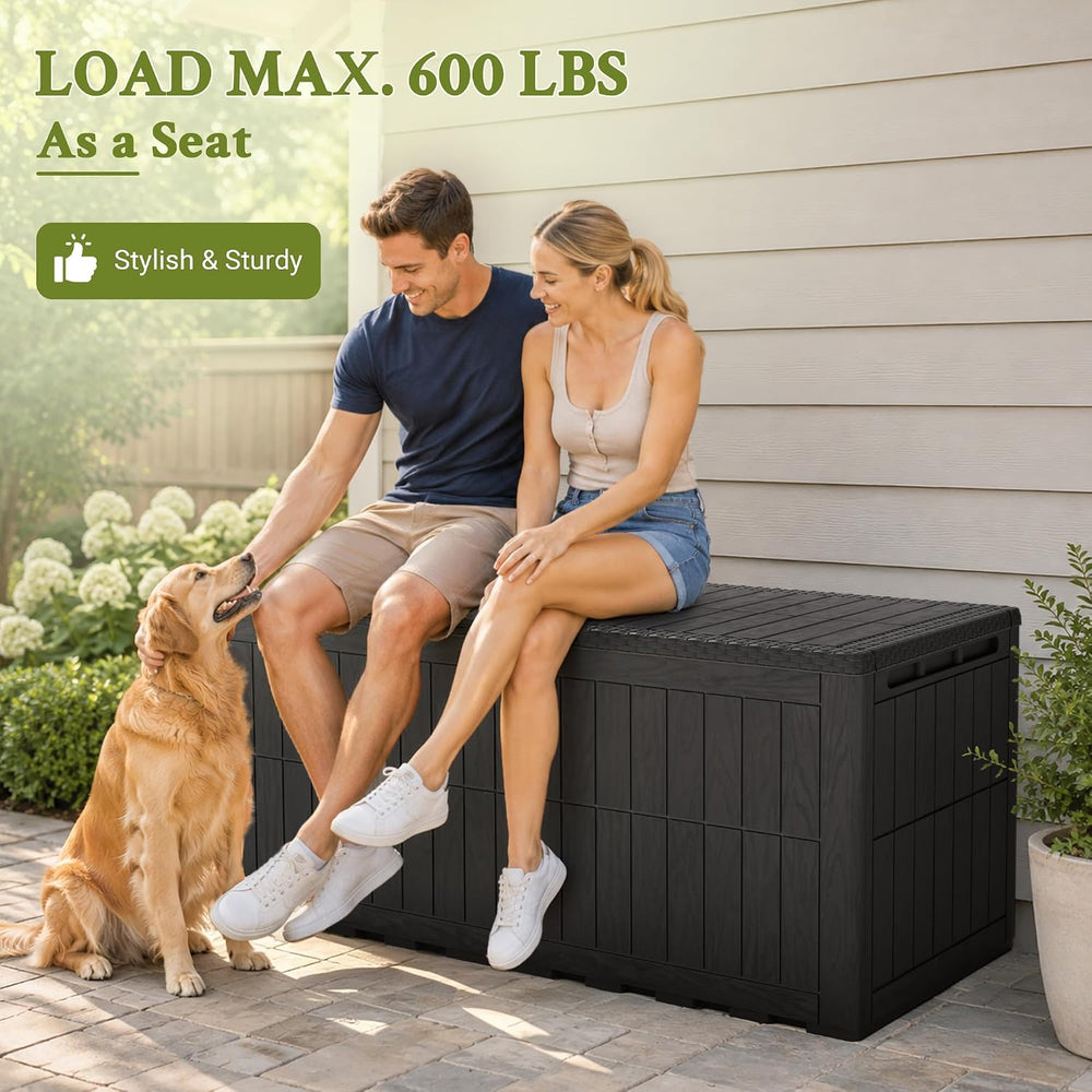 Flamaker 180 Gallon Large Outdoor Storage Box Waterproof, XL Resin Deck Box