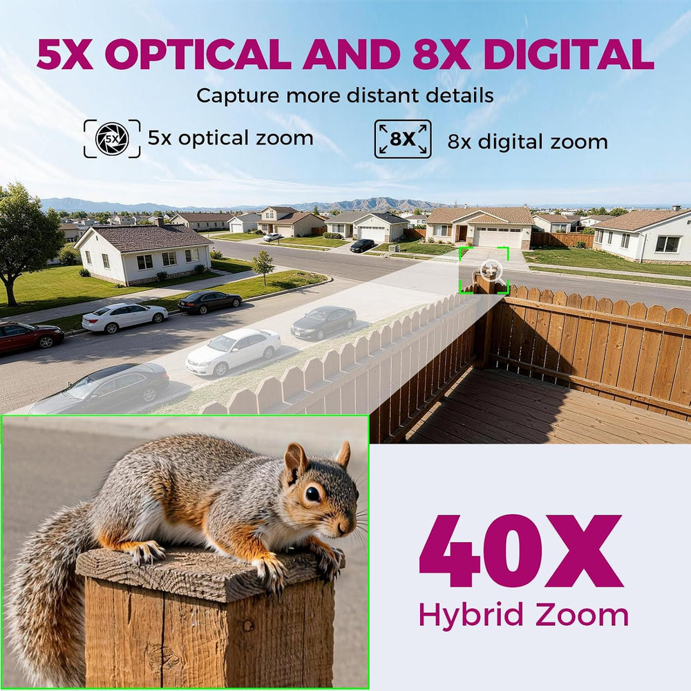 xmartO Vandal-Proof 4K PTZ Security Camera, 5X Zoom WiFi Outdoor Dome Cam