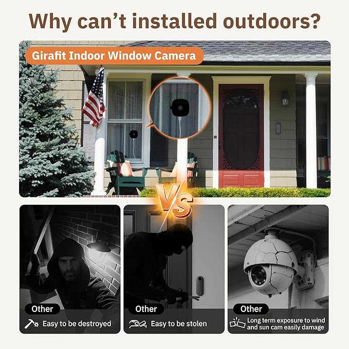 Girafit 3MP 2K Window Camera, 2.4GHz & 5GHz WiFi Indoor Cameras