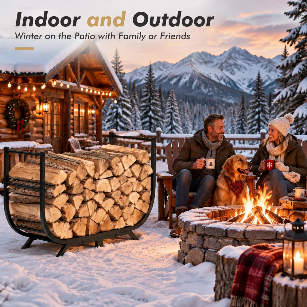 42 Inch Firewood Rack Outdoor Wood Storage Rack