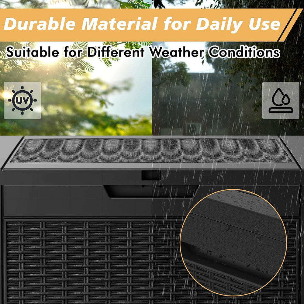 Fancyango 32 Gallon Outdoor Storage Deck Box Waterproof, Black