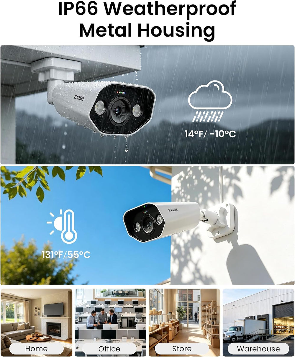 ZOSI 16CH 4K PoE Camera System, 12X 8MP Dome Bullet Cams, 4TB HDD