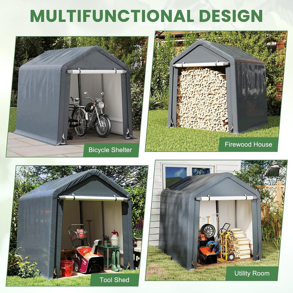 Tangkula 8x6.5Ft Portable Shed, Outdoor Storage Shelter with Waterproof Cover...