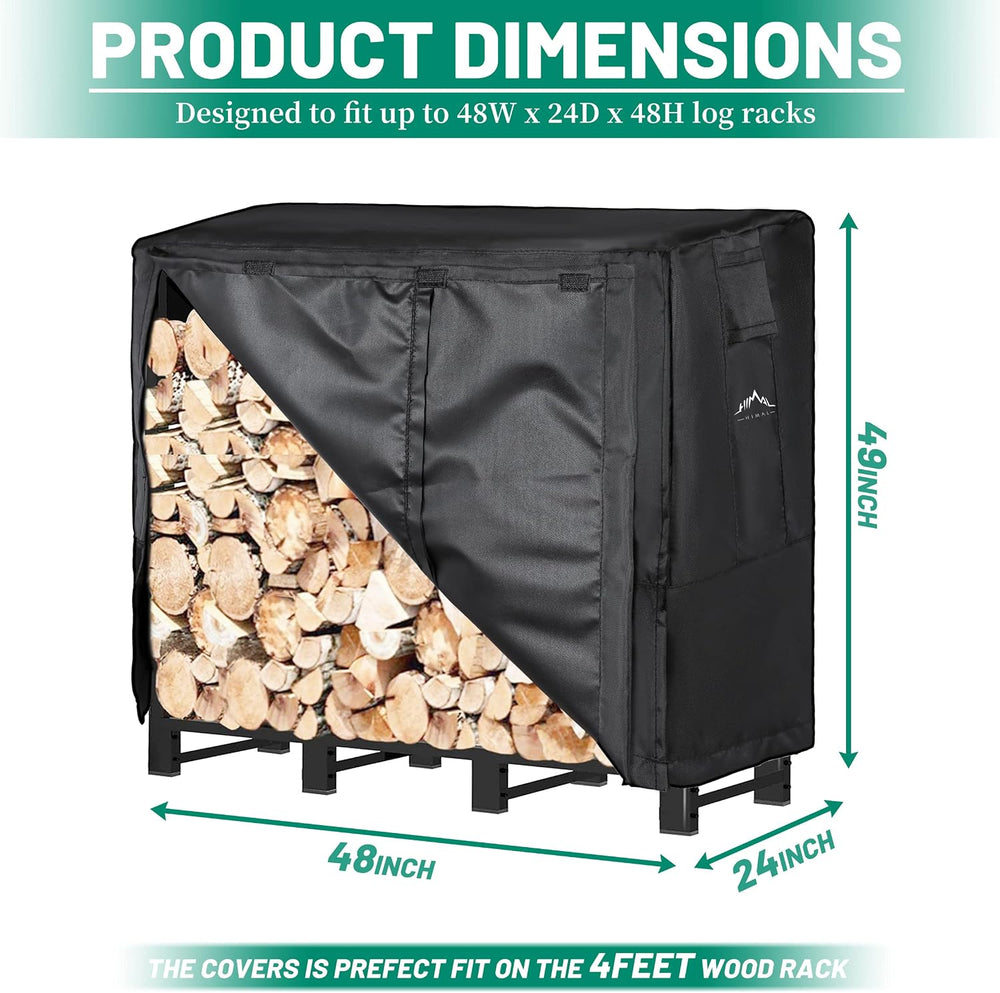 Himal 4ft Firewood Rack Cover Outdoor Waterproof, Black