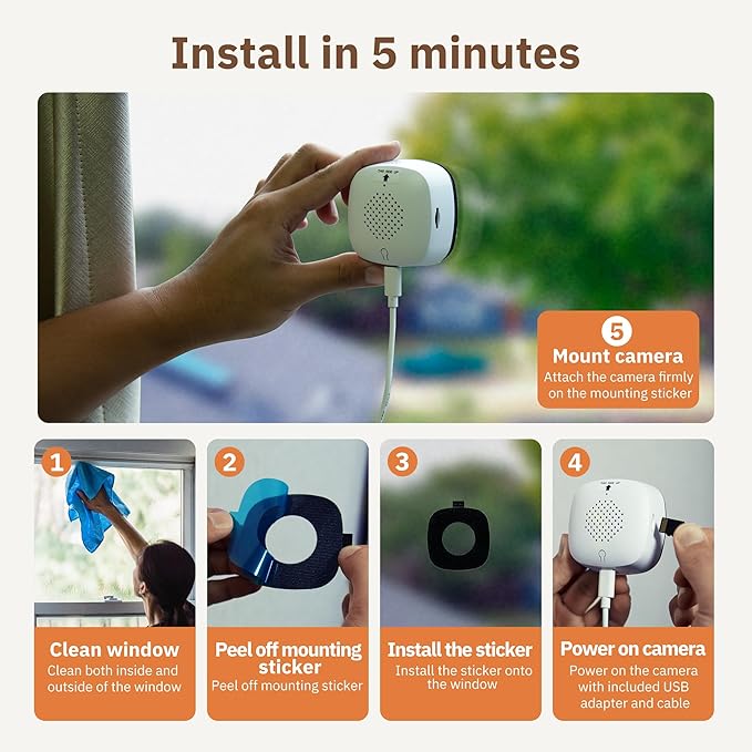 Girafit 3MP 2K Window Camera, 2.4GHz & 5GHz WiFi Indoor Cameras