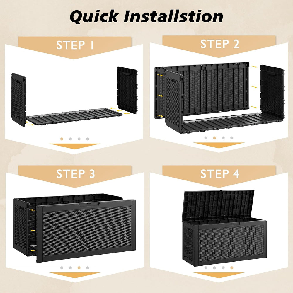Fancyango 60 Gallon Outdoor Storage Deck Box Waterproof, Black