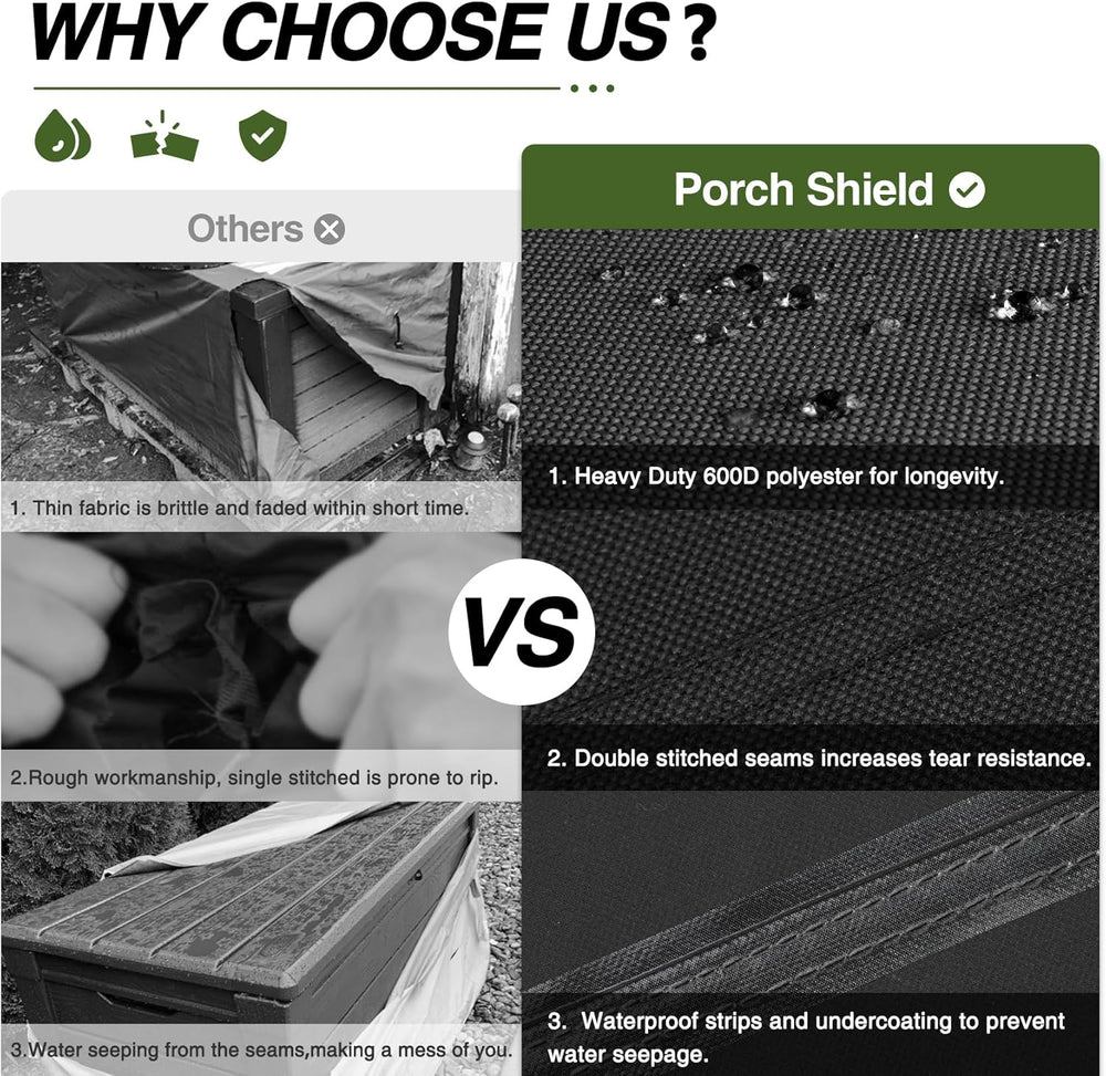 Porch Shield Patio Deck Box Cover (Upgrade), 56 x 26 x 26 inches, Black