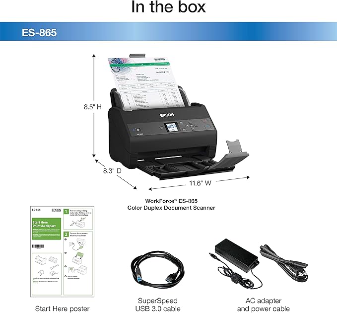Epson Workforce ES-865 High Speed Color Duplex Document Scanner