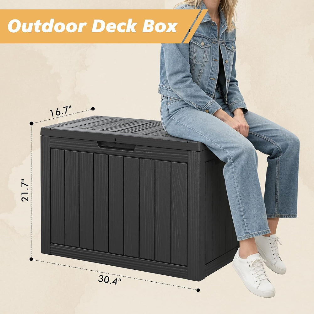 Fancyango 45 Gallon Outdoor Storage Deck Box Waterproof, Black