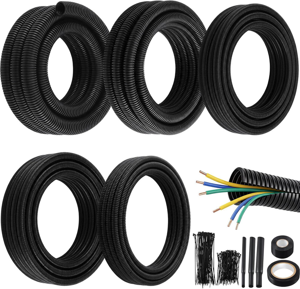 Nuanchu Automotive Wire Loom Kit, Split PP Corrugated Tubing Assortment with ...