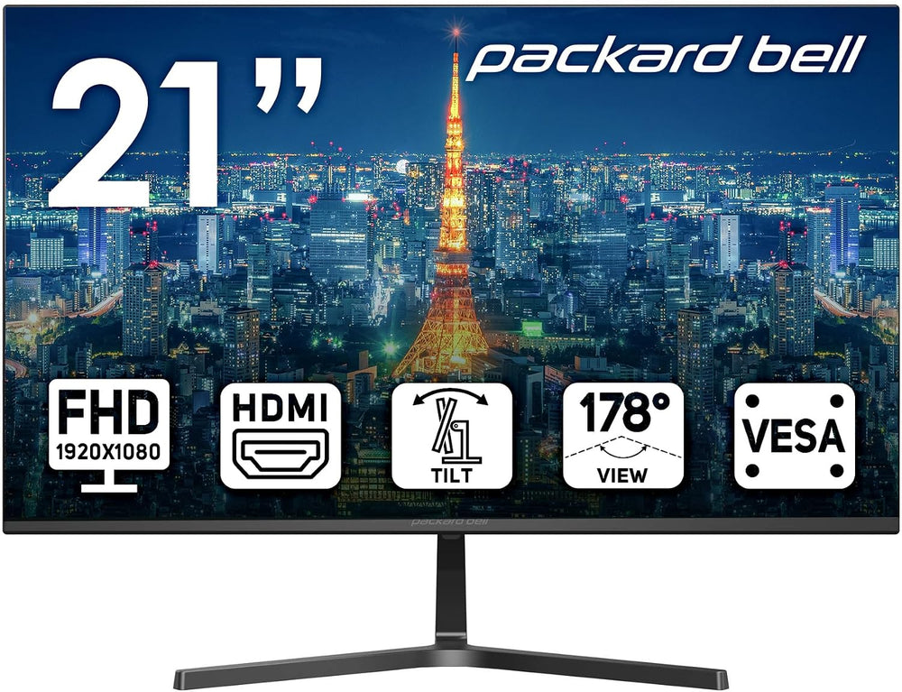 Packard Bell airFrame 21" FHD Monitor, VESA Mount Compatible, Tilt Adjus...