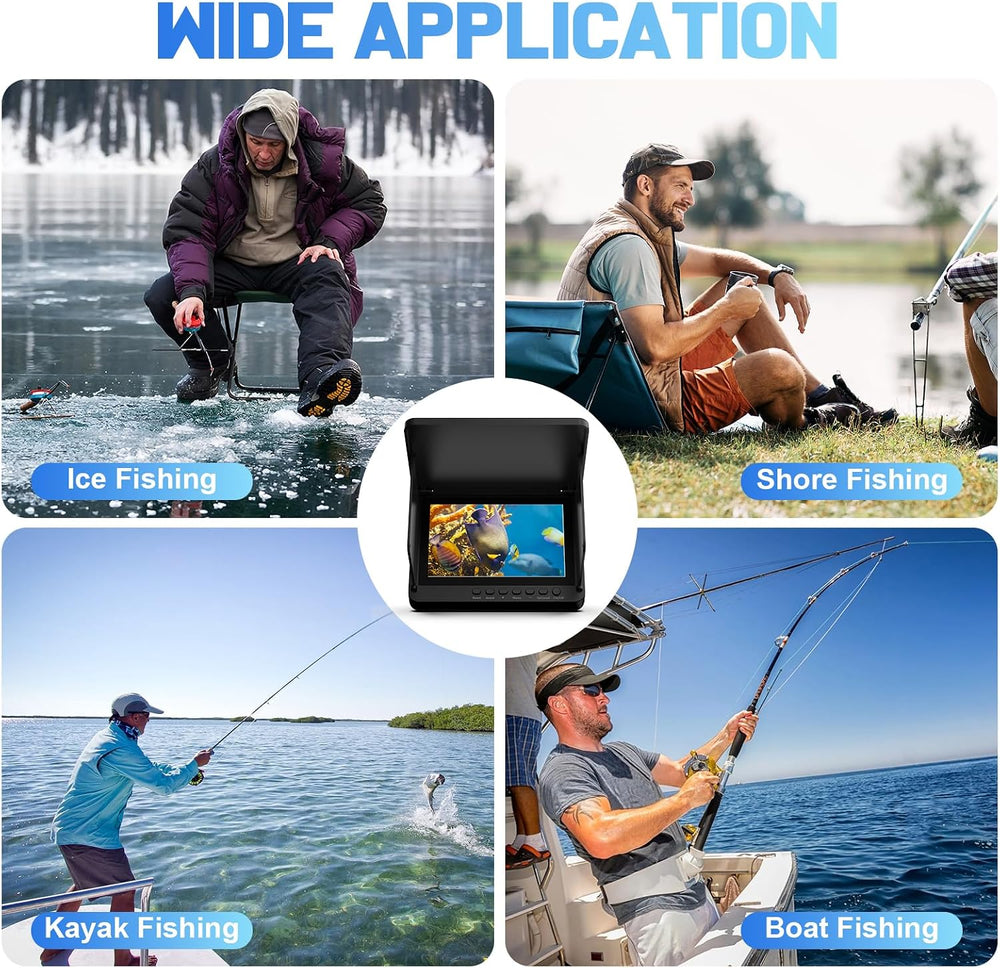 Underwater Fishing Camera, 5-Inch IPS 1080 HD 100FT for Ice Fishing