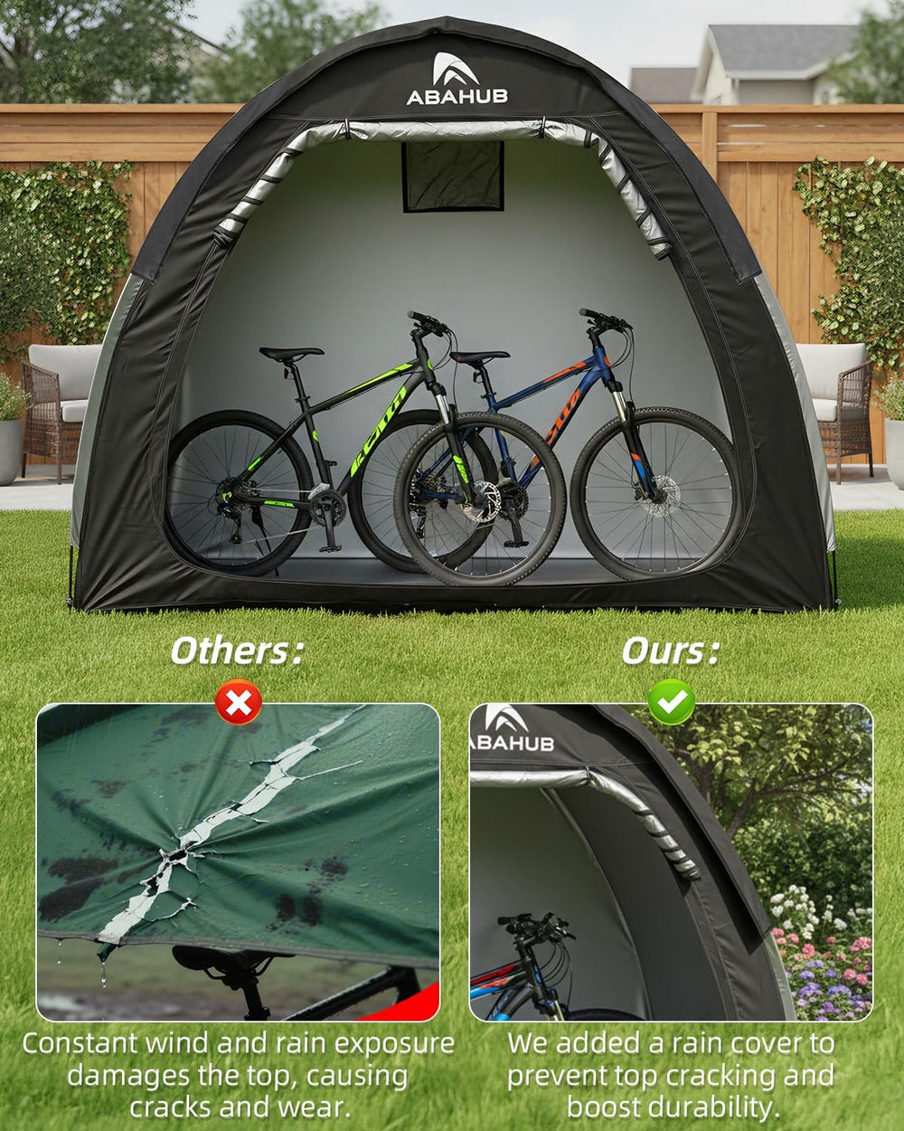 Abahub Portable Bike Storage Shed Tent with Rain Cover for 1/2 Bicycle