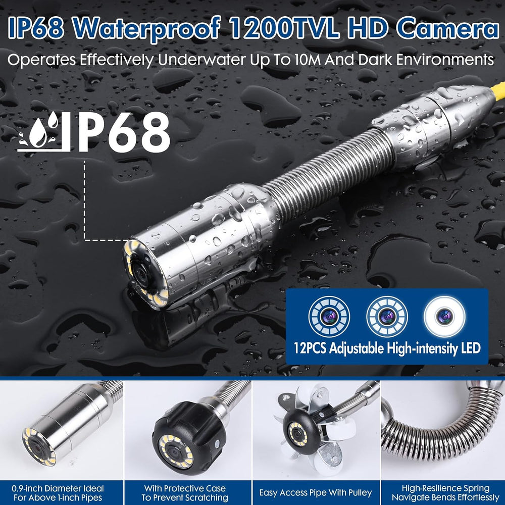 Sewer Camera 100FT,4.3" HD Screen,SYANSPAN 23mm Endoscope Camera with Li...