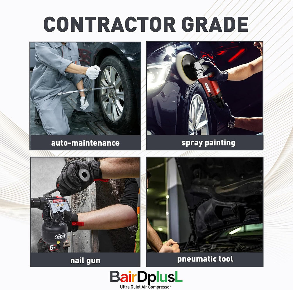 BairDplusL 14.5 Gallon Ultra Quiet Air Compressor 110V/60Hz 1.5HP 8.8CFM MAX ...