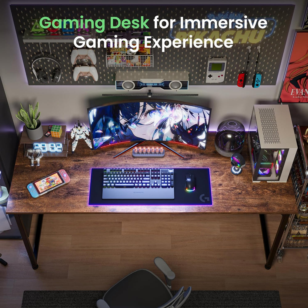 Huuger Computer Desk, 55 Inch Home Office Desk, Gaming Writing Work from Home...