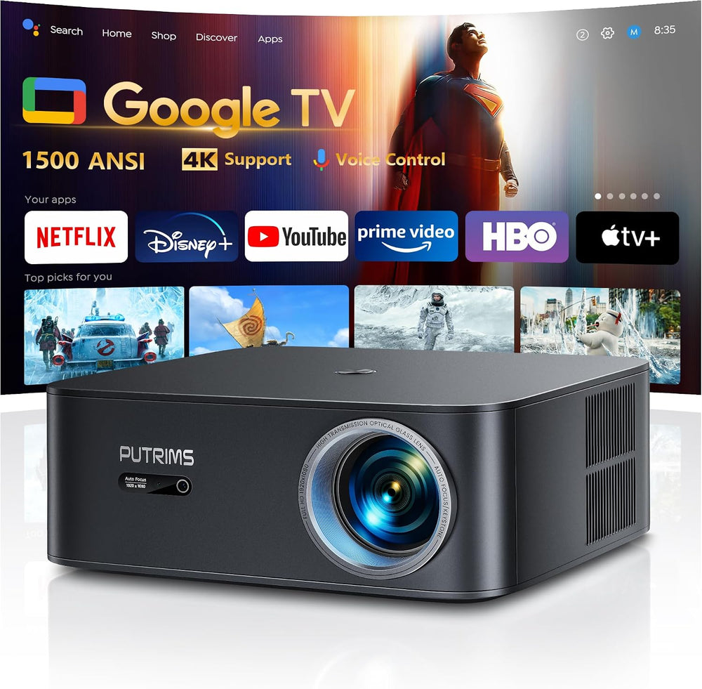Smart Projector with WiFi 6 and Bluetooth, 4K Support, Outdoor Movie Proyector