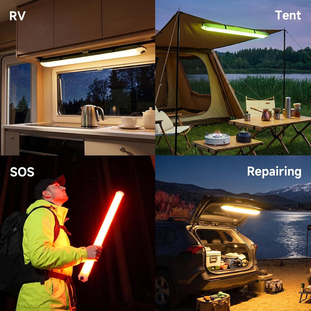 FOUSS 34" RGB Inflatable Solar Camping Lantern, IP66 Waterproof