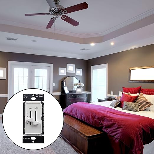 ENERLITES 3 Speed Ceiling Fan Control and Dimmer Light Switch, 2.5A Single Po...