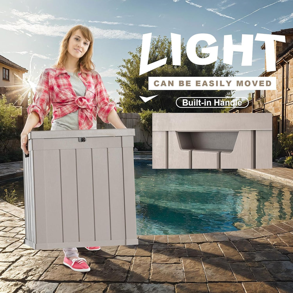 Outdoor Deck Box Waterproof Resin Storage Box with Lockable Indoor Outdoor St...
