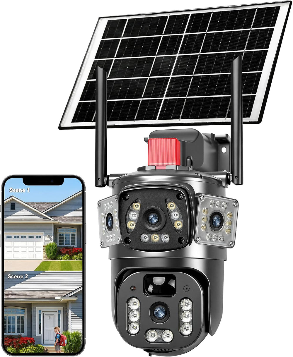 KEPEAK Solar Security Camera Outdoor Wireless, Dual Lens PTZ WiFi Camera 2.4G...
