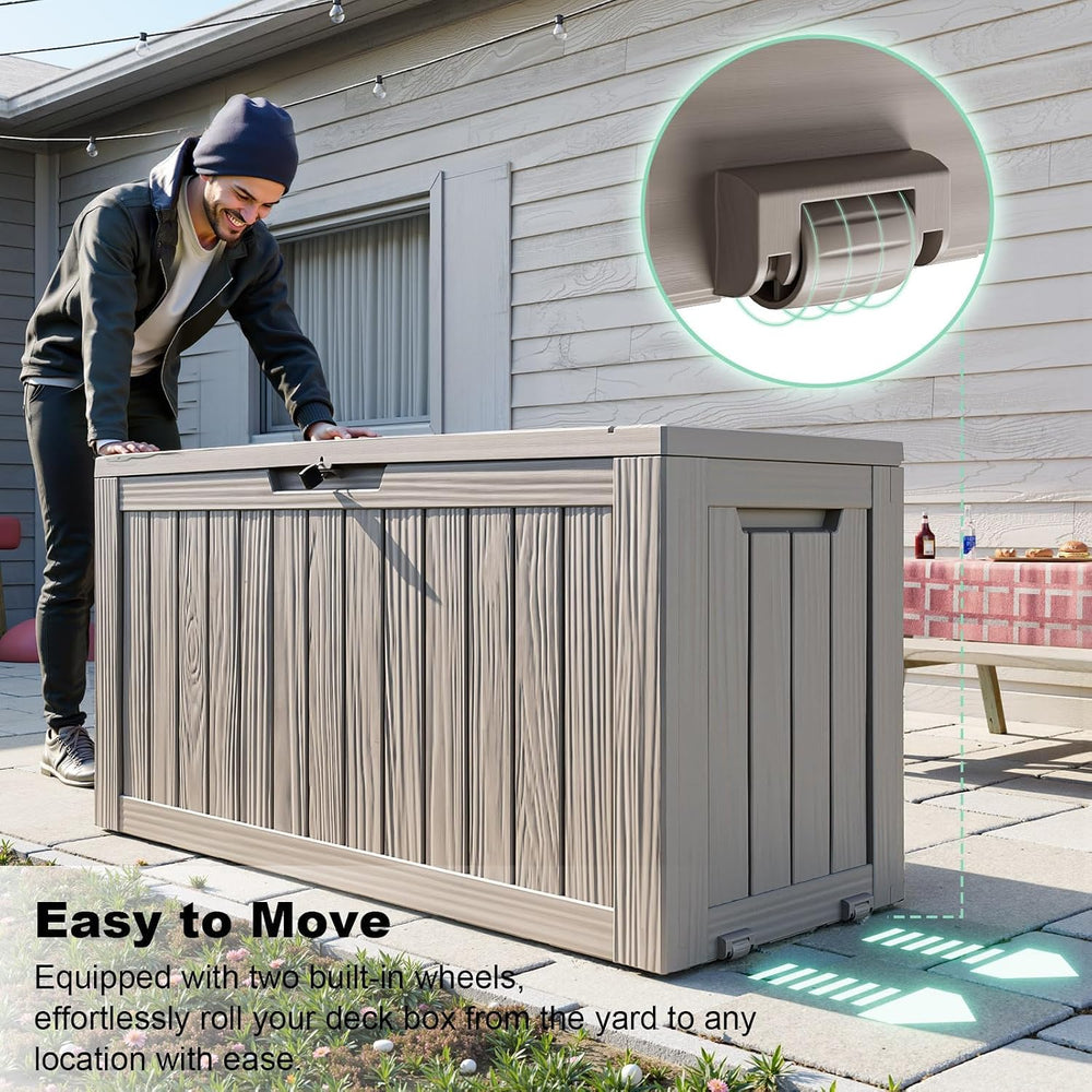 ROJIK Outdoor Storage Housing Deck Box - Waterproof Patio Furniture, Garden T...
