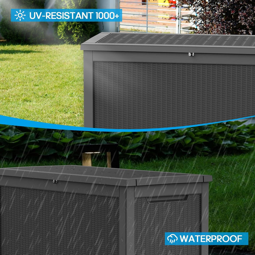 ROJIK Outdoor Storage Housing Deck Box - Waterproof Patio Furniture, Garden T...