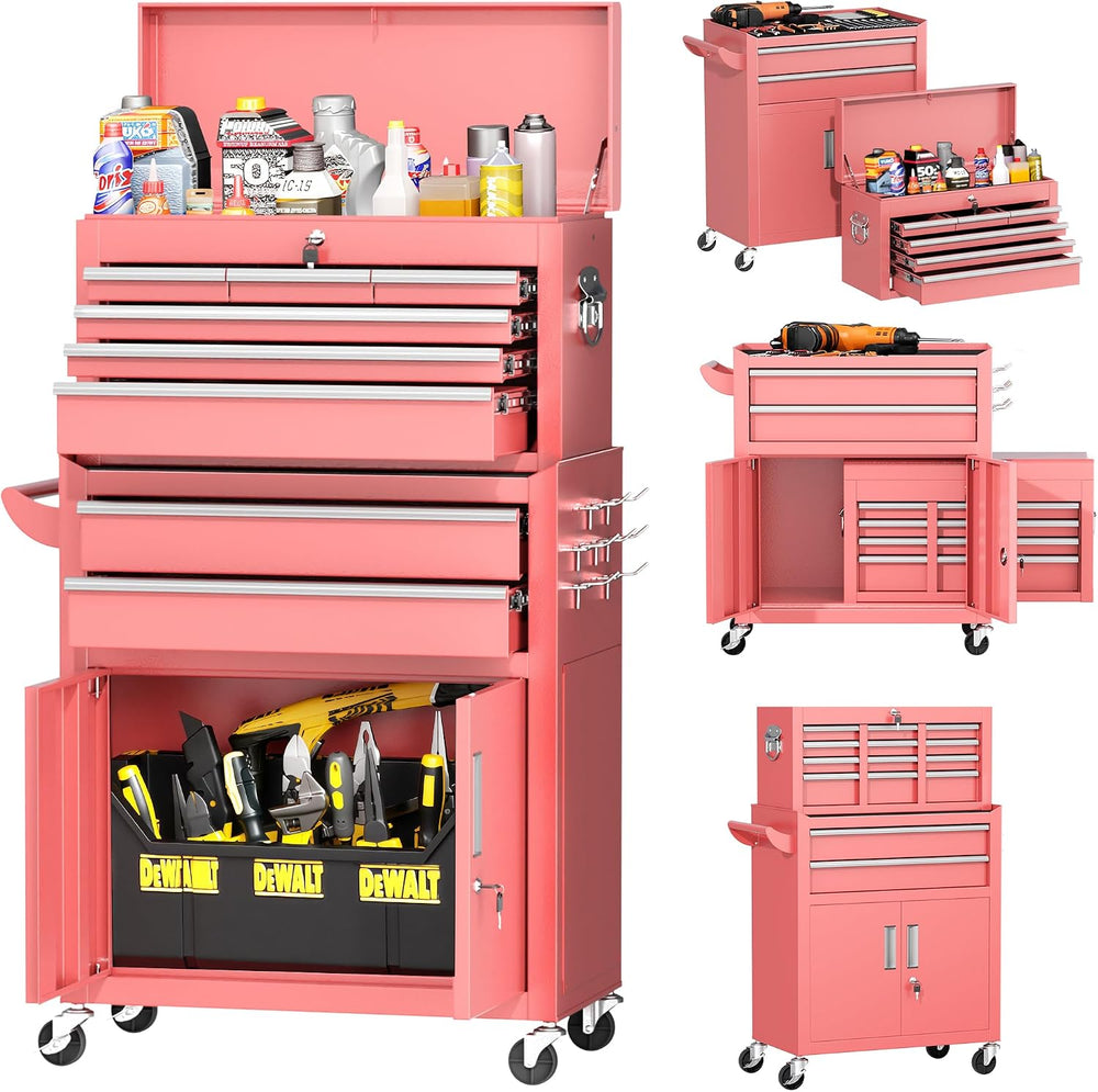 INTERGREAT Tool Chest, Assembled Tool Cabinet with 8 Drawers, Detachable Orga...