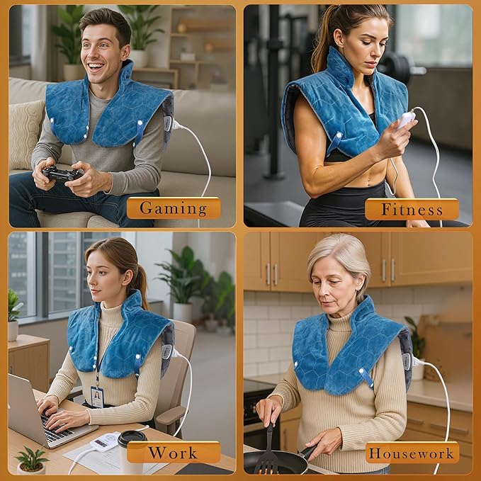 Nalax 30s Fast Heating Pad for Neck and Shoulders and Back, 6X Deeper Far