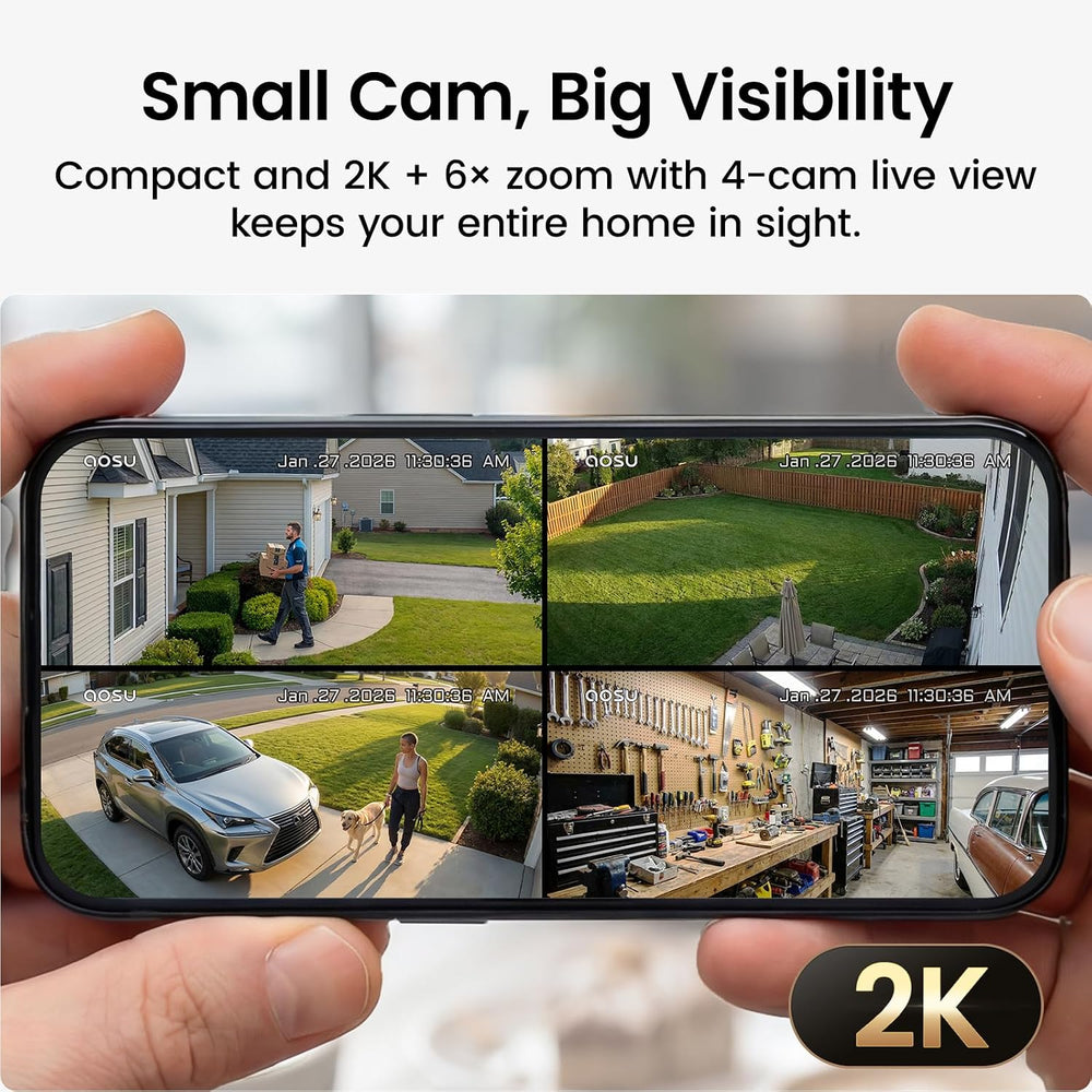 aosu 2K Battery Security Cameras Wireless Outdoor System, 6-Cam-Kit