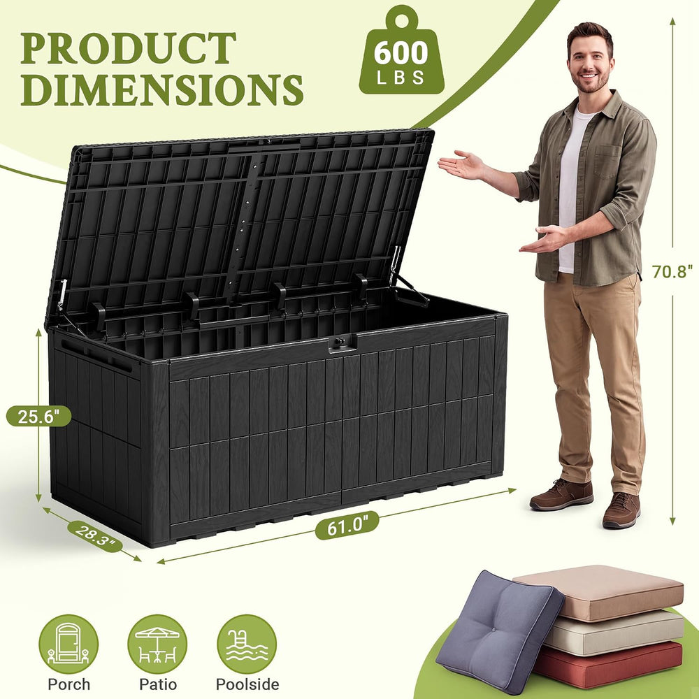 Flamaker 180 Gallon Large Outdoor Storage Box Waterproof, XL Resin Deck Box