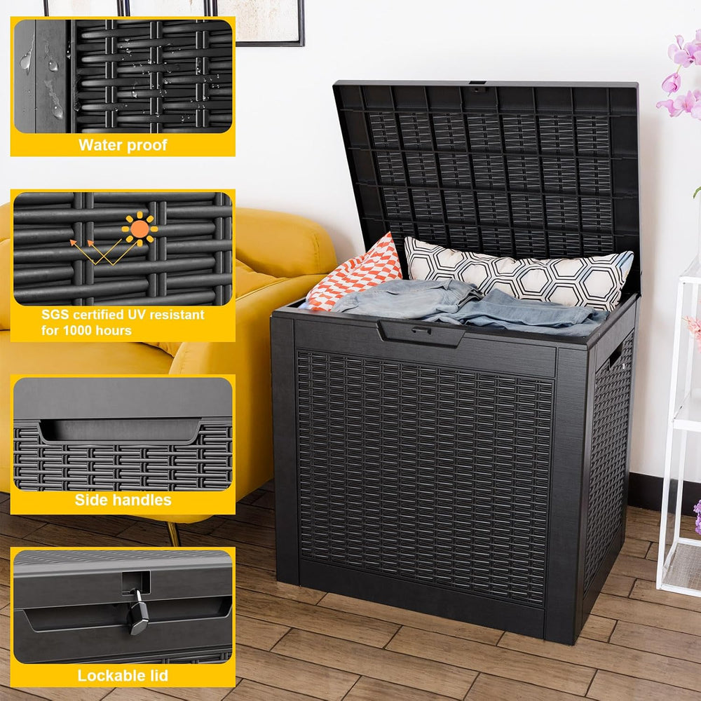 ROJIK 30Gallon Outdoor Storage Box - Waterproof Patio Furniture Deck Box, Gar...