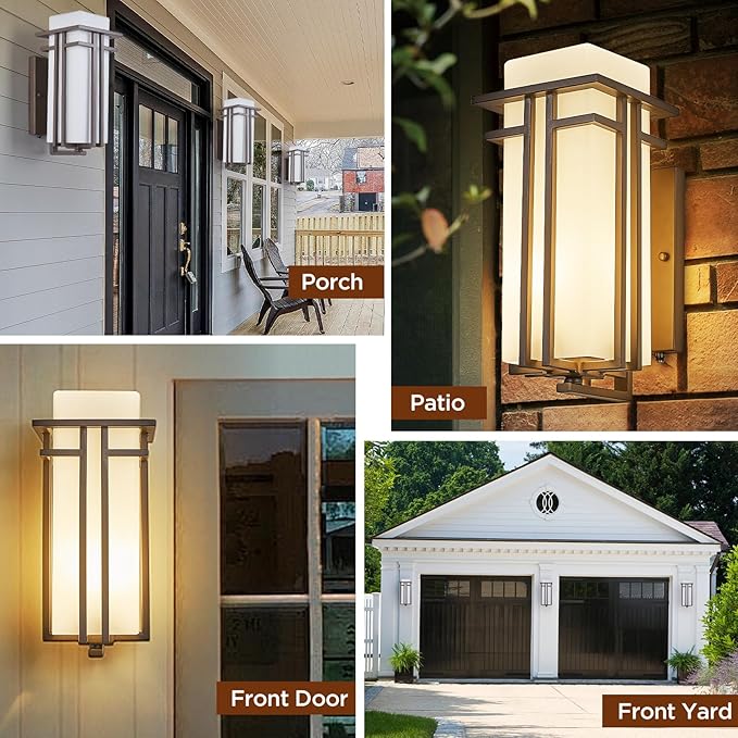 15.35"H Matte Brown Outdoor Wall Light Large Outdoor Wall Lantern Oil Ru...