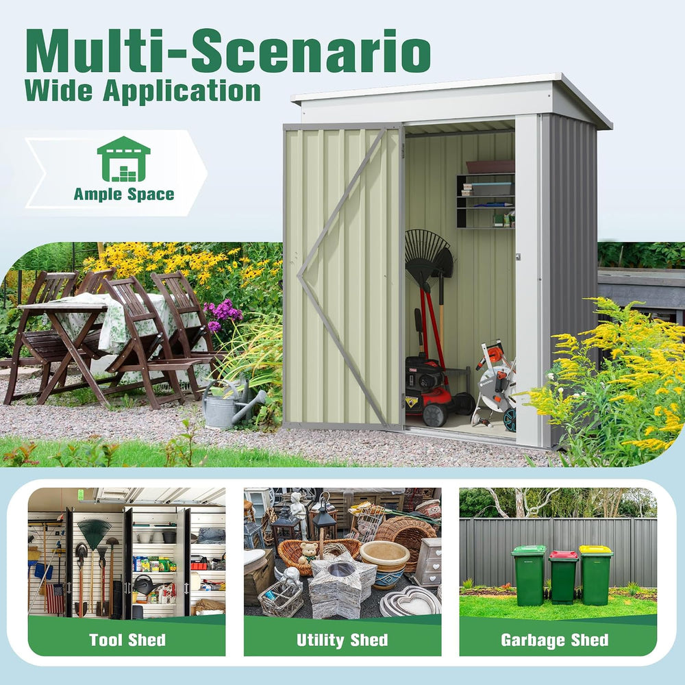 Flamaker 5x3 FT Storage Shed Waterproof Metal Garden Shed with Lockable Door ...