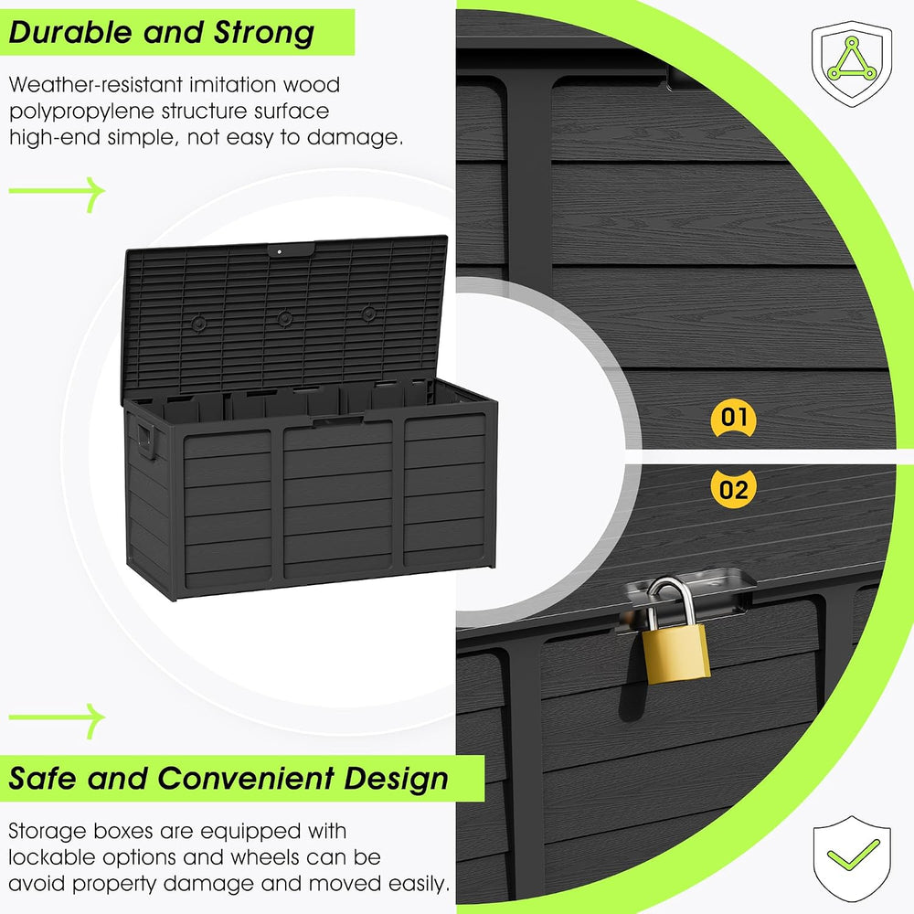 75 Gallon Outdoor Deck Box - Durable Resin Storage with Lockable Lid, for Pat...