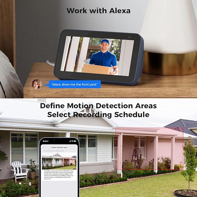 Hiseeu Security Cameras Wireless Outdoor, Solar Powered 3K 4MP Surveillance