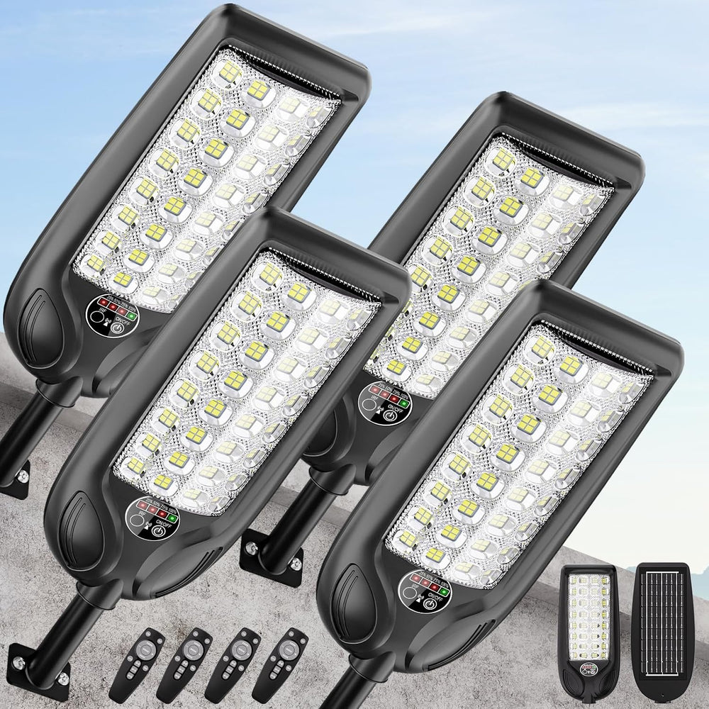 MMKT Solar Street Lights Outdoor, 3 Color Warm White LED Dusk to Dawn IP65