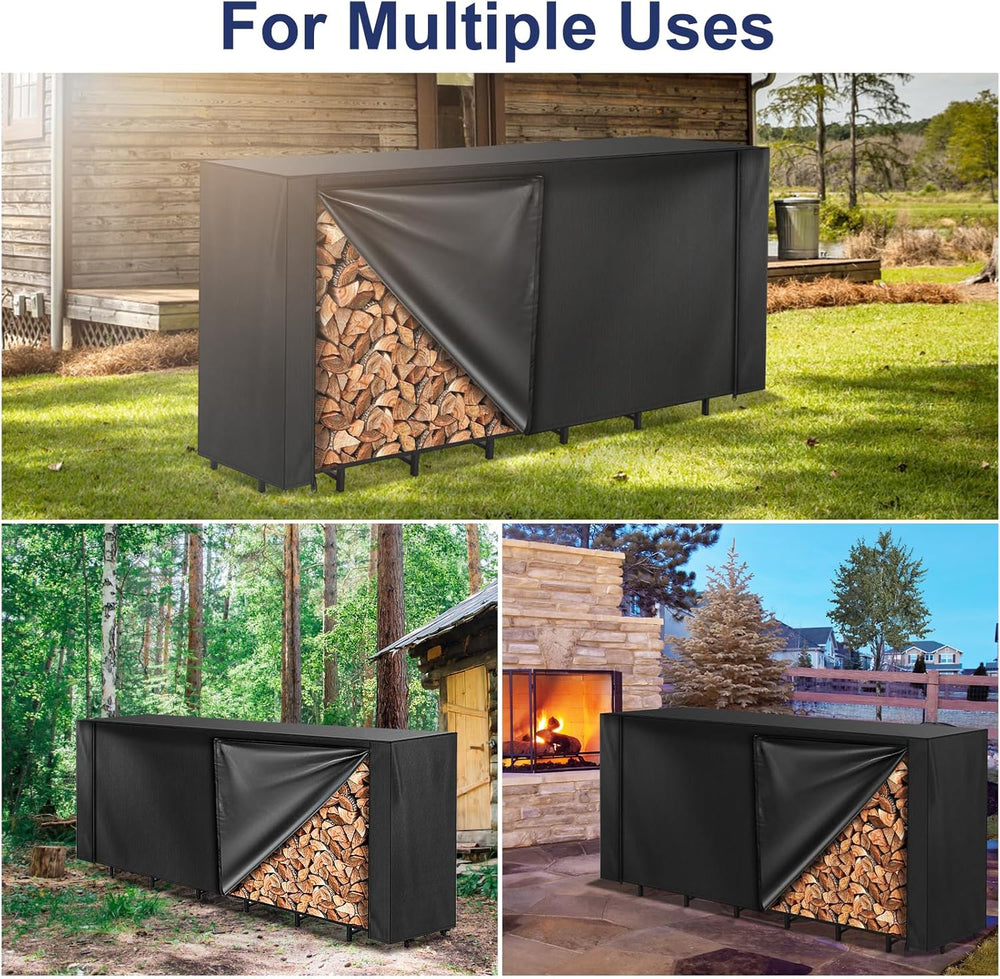 Honest 8ft Firewood Rack Cover, Heavy Duty Waterproof 600d Oxford Outdoor Fir...
