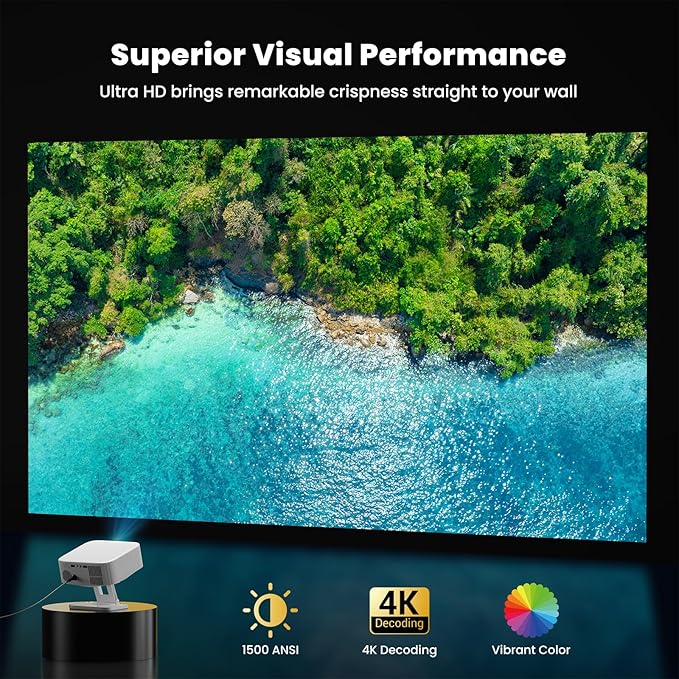 Smart Projector with Wifi and Bluetooth: NICPOW 4K Outdoor Projector,