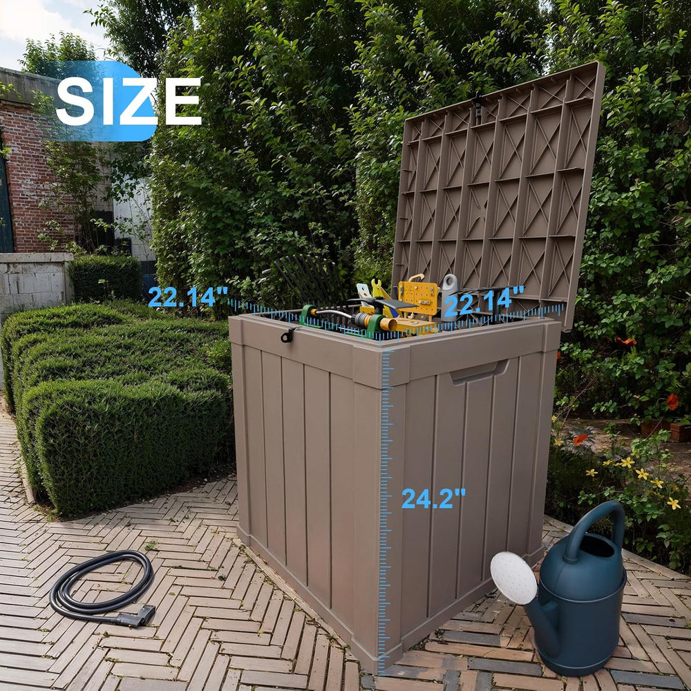 Outdoor Deck Box Waterproof Resin Storage Box with Lockable Indoor Outdoor St...