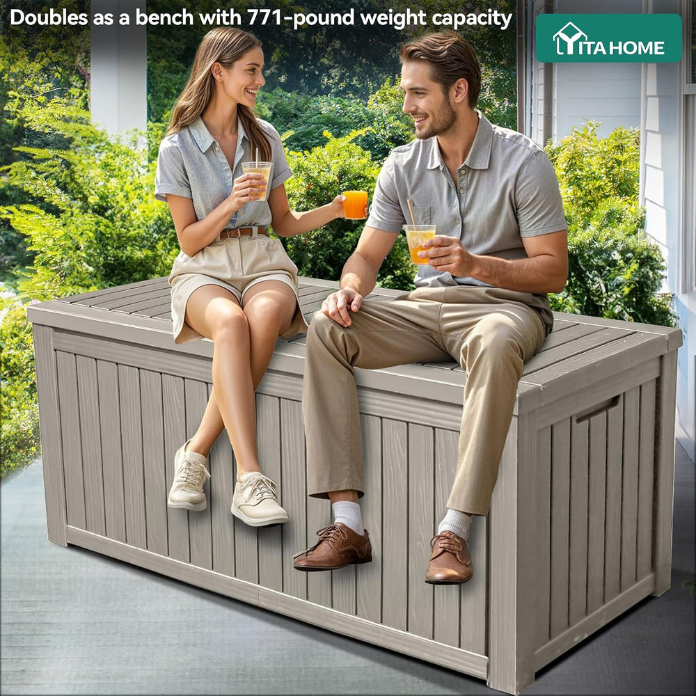 YITAHOME 180 Gallon Large Outdoor Storage XL Deck Box w/Divider for Patio