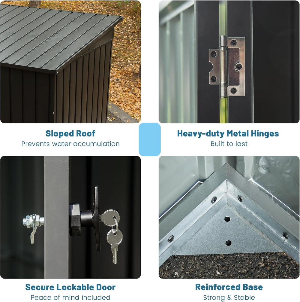 Domi Outdoor Storage Shed 6x4 FT,Metal Outside Sheds&Outdoor Storage Galv...